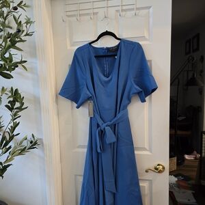 Lane Bryant Blue Tie-Waist Midi Dress